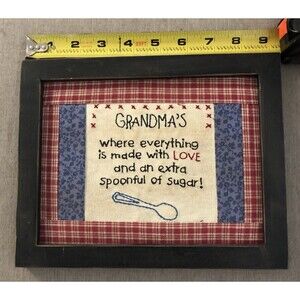 Vintage Wood Glassless Black Framed Cross Stitch Art Embroidery @Grandma